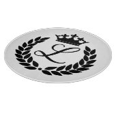 オーダーメイド モノグラム ライラックの葉 & クラウン カッティングボード (角)