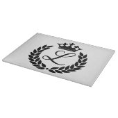 オーダーメイド モノグラム ライラックの葉 & クラウン カッティングボード (角)