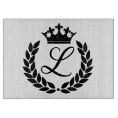 オーダーメイド モノグラム ライラックの葉 & クラウン カッティングボード (正面)