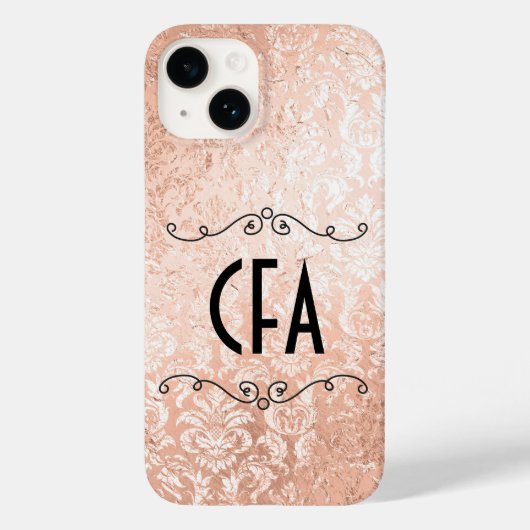 オーダーメイド モノグラム ローズゴールド ダマスク柄 Case-Mate iPhoneケース (裏面)
