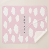 オーダーメイド モノグラム 可愛い ガーリー ピンク クラウド ギフト シェルパブランケット (正面(横))