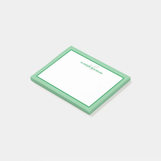 オーダーメイド モノグラム 名前 ミニマル かわいい 緑 ポストイット (アングル)