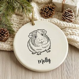 オーダーメイド モルモット クリスマス セラミックオーナメント