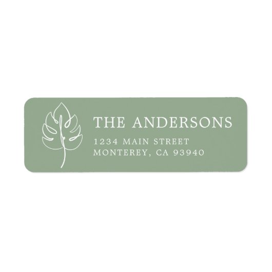 オーダーメイド モンステラ モノグラム ウェディング ロゴ ラベル (正面)