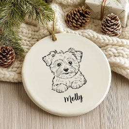 オーダーメイド モーキーの犬のクリスマス セラミックオーナメント