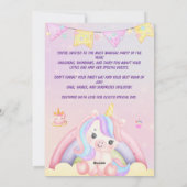オーダーメイド ユニコーン 誕生日 招待状 カード (裏面)
