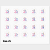 オーダーメイド ユニコーン 1歳の誕生日 ラウンドシール (シート)
