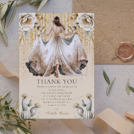 オーダーメイド ラグジュアリー アイボリー&ゴールドのキンセアニエラ お礼 招待状