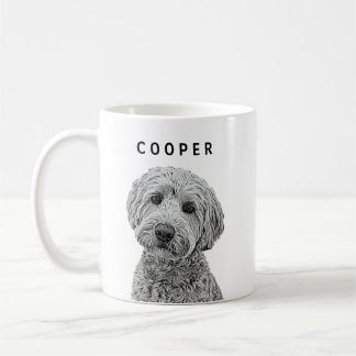 オーダーメイド ラゴット・ロマニョーロ 犬の名前 スケッチ 陶器 コーヒーマグカップ