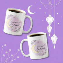 オーダーメイド ラベンダーカラーのeid mubarakコーヒーマグ