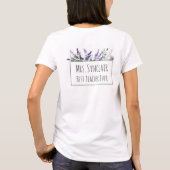 オーダーメイド ラベンダー花 教師 感謝 Tシャツ (裏面)