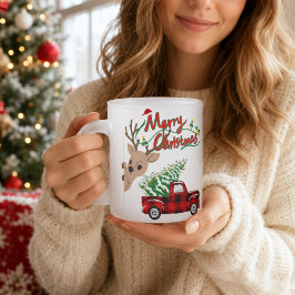 オーダーメイド ルドルフ メリークリスマス ヴィンテージトラック フロストグラスマグカップ