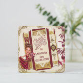 オーダーメイド ルビーレッドとゴールドの スイート16 キャリカチュア 招待状 (スタンド正面)