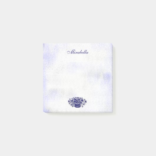 オーダーメイド ルージュ ブルー 白 花柄 偽 キャンバス ステッカー ポストイット (正面)