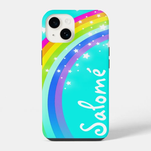 オーダーメイド レインボーアクア iPhoneケース iPhone 14ケース (裏面)