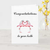 オーダーメイド レズビアン フラミンゴ 結婚式のグリーティングカード カード (黄色い花)