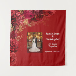 オーダーメイド レッド フラワー ウェディング アニバーサリー タペストリー
