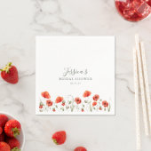 オーダーメイド レッド ポピー ガーデン フラワーブライダルシャワー スタンダードカクテルナプキン (インサイチュ)