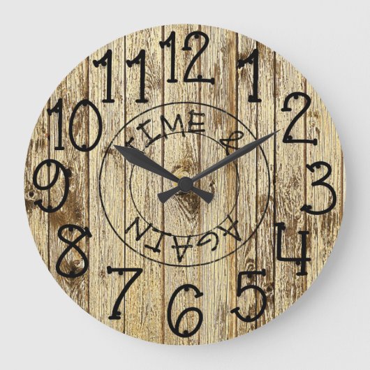 オーダーメイド レトロブラウン木製のTime+and+Again ラージ壁時計 (正面)