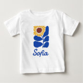 オーダーメイド レトロ フラワー デイジー 名前入りギフト ベビーTシャツ (正面)