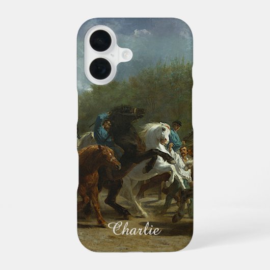 オーダーメイド ローザ・ボヌール 馬の市 iPhone 16ケース (裏面)