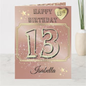 オーダーメイド ローズゴールド 女子 13歳の誕生日カード カード (正面)