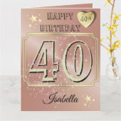 オーダーメイド ローズゴールド 40歳の誕生日カード カード (黄色い花)