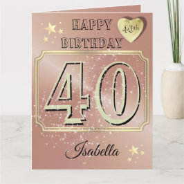 オーダーメイド ローズゴールド 40歳の誕生日カード カード