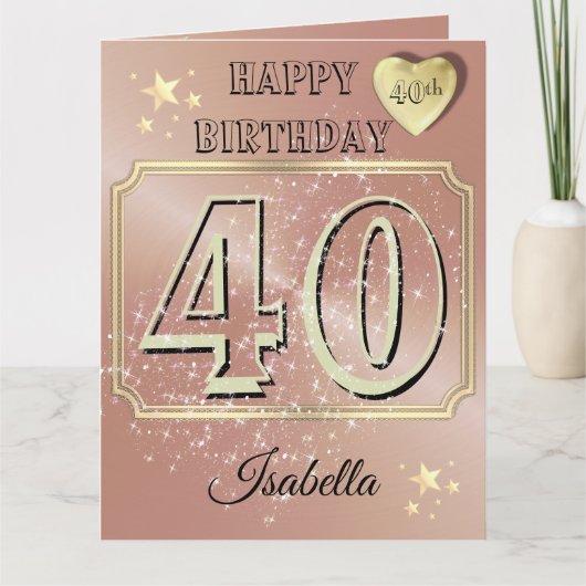 オーダーメイド ローズゴールド 40歳の誕生日カード カード (正面)