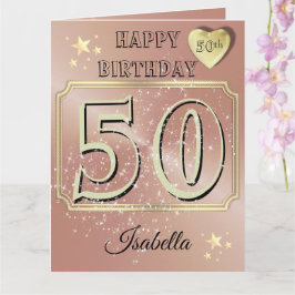 オーダーメイド ローズゴールド 50歳の誕生日カード カード