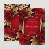 【オーダーメイド】ローズ ウェディング 招待状 (正面/裏面)