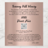 オーダーメイド ローズ ネーム モダン QR コード ロゴ 詳細説明 ワインラベル (シングルラベル)