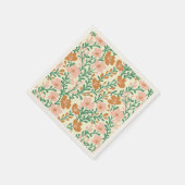 オーダーメイド ワイルドフラワーピンクの花が咲く フラワーベビーシャワーデザイン スタンダードカクテルナプキン (角)