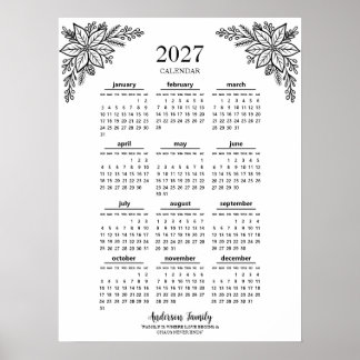 オーダーメイド ワイルドフラワー 2027年 家族カレンダー ポスター