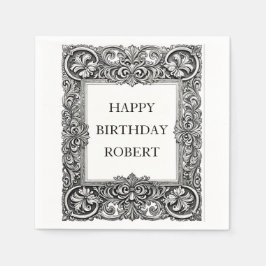 オーダーメイド ヴィクトリアン スクロール フレーム ナプキン - エレガント スタンダードカクテルナプキン