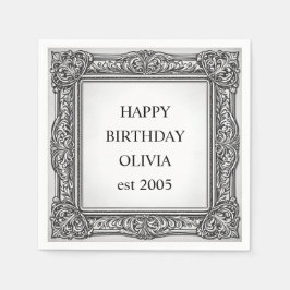 オーダーメイド ヴィクトリアン スクロール フレーム ナプキン - エレガント スタンダードカクテルナプキン