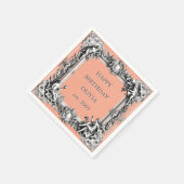 オーダーメイド ヴィクトリアン スクロール フレーム ナプキン – クリームピンク スタンダードカクテルナプキン (角)