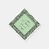 オーダーメイド ヴィクトリアン スクロール フレーム ナプキン - サージュグリーン スタンダードカクテルナプキン (角)