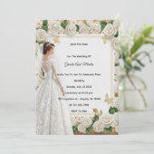 オーダーメイド ヴィンテージ ロイヤル ウェディング 招待状 ベージュ ローズ (スタンド正面)