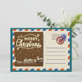 オーダーメイド ヴィンテージ 水彩 雪景色のクリスマス ヴィレッジ シーズンカード (スタンド正面)