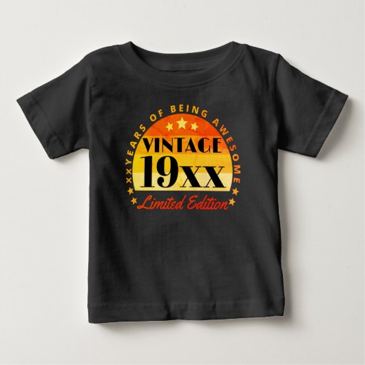 オーダーメイド ヴィンテージ 限定版 誕生日 ベビーTシャツ (正面)
