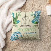 オーダーメイド ヴィンテージ 鳥の鳥かご ダマスク クッション (ブランケット)