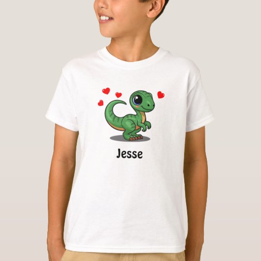 オーダーメイド ヴェロキラプトル 恐竜 子供Tシャツ Tシャツ (正面)