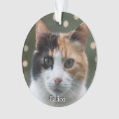 オーダーメイド 三毛猫 写真入り 名入れ オーナメント (正面)