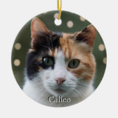 オーダーメイド 三毛猫 写真入り 名入れ セラミックオーナメント (正面)