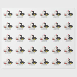 オーダーメイド 二つのハート 一つの愛 白鳥 ウェディング ギフト包装紙 ラッピングペーパー