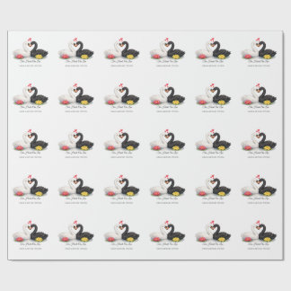 オーダーメイド 二つのハート 一つの愛 白鳥 ウェディング ギフト包装紙 ラッピングペーパー