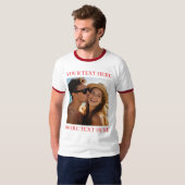 オーダーメイド 写真とテキスト レッド Tシャツ (正面フル)