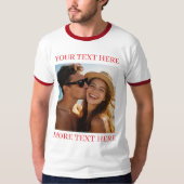 オーダーメイド 写真とテキスト レッド Tシャツ (正面)