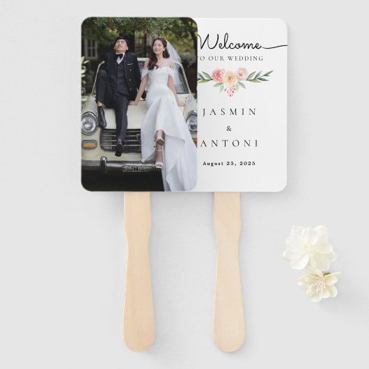 オーダーメイド 写真入り 結婚式ファン プログラム ハンドファン (正面&裏面)